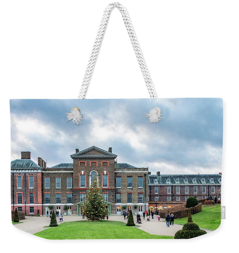 London Weekender Tote Bag featuring the photograph Christmas at Kensington Palace, Front View by Marcy Wielfaert