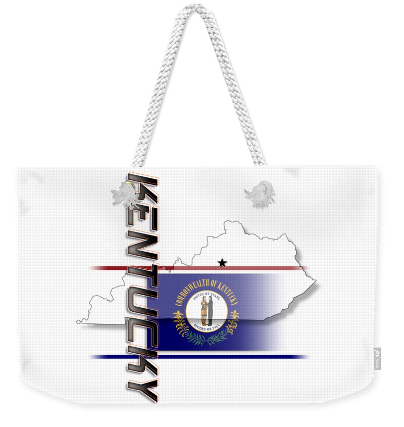 Kentucky Weekender Tote Bag featuring the digital art Kentucky State Vertical Print by Rick Bartrand
