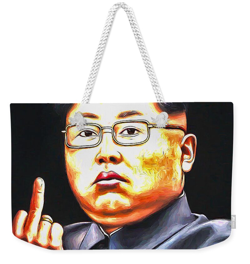 Draw Weekender Tote Bag featuring the painting Kim Jong-un portrait by Nenad Vasic