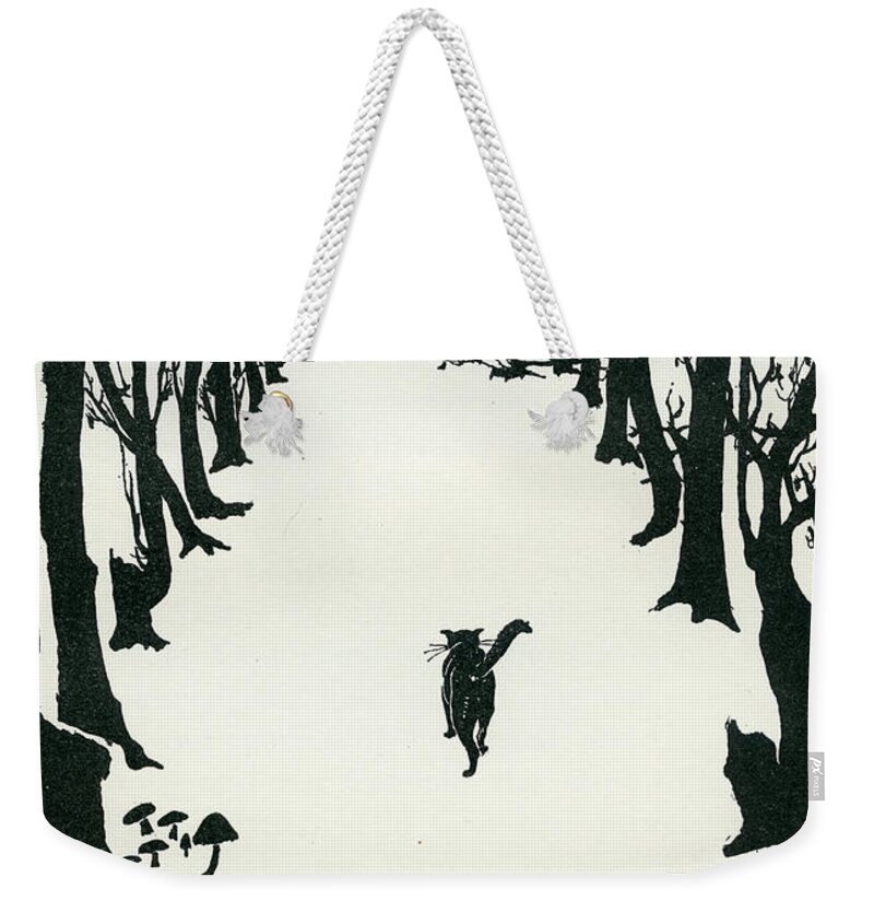 Book Illustration Weekender Tote Bag featuring the drawing The Cat That Walked by Himself by Rudyard Kipling