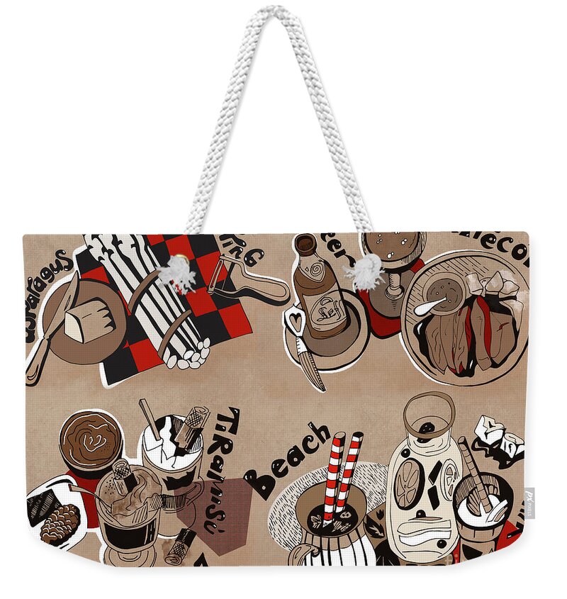 Design Weekender Tote Bag featuring the drawing Kitchen by Ariadna De Raadt