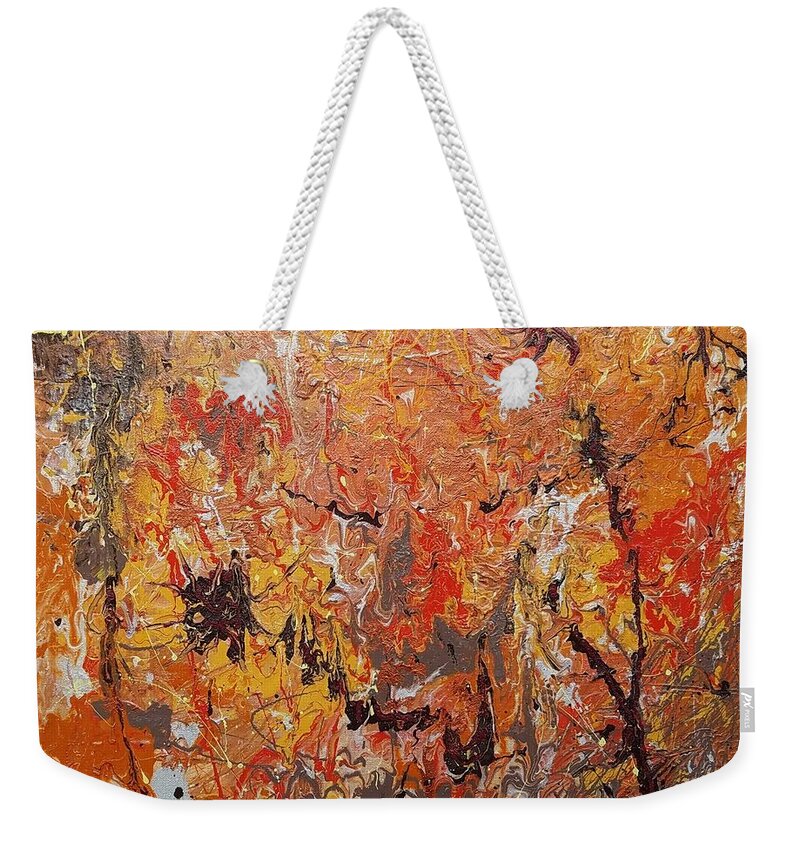 Abstract Weekender Tote Bag featuring the painting Knowing by Ania M Milo