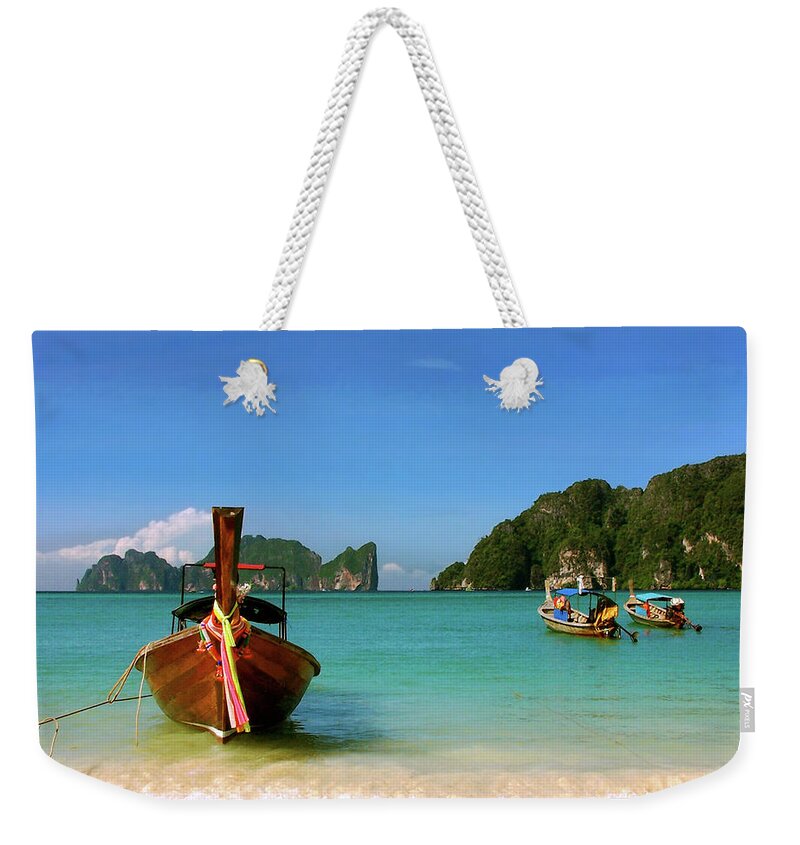 Scenics Weekender Tote Bag featuring the photograph Koh Phi Phi Longtails by Adam Jeffery Photography