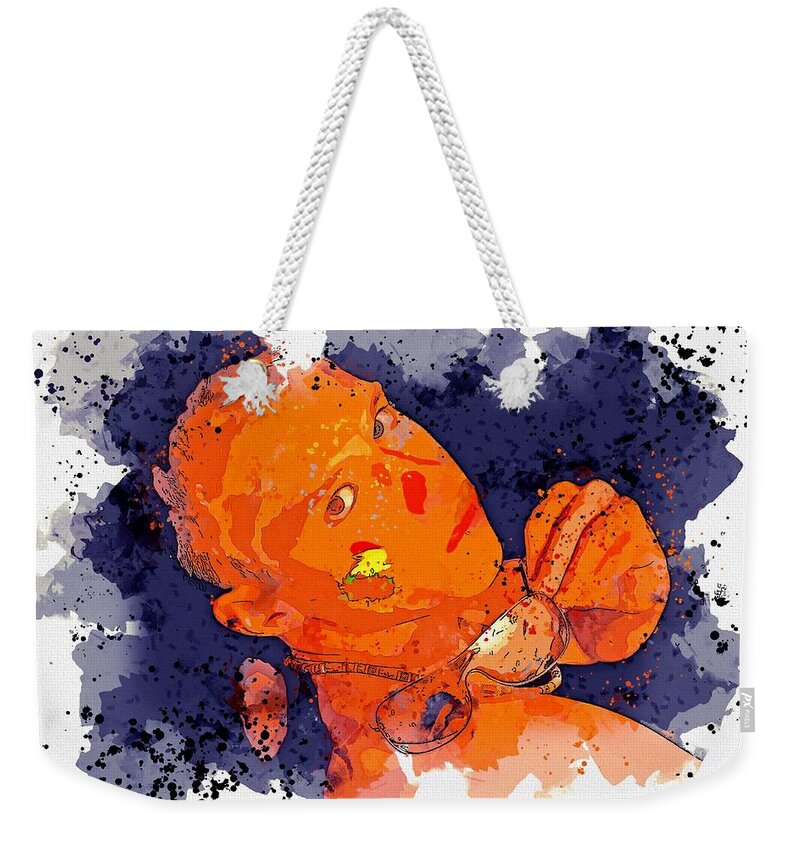 Man Weekender Tote Bag featuring the painting Kurdish Boy 2 watercolor by Ahmet Asar by Celestial Images