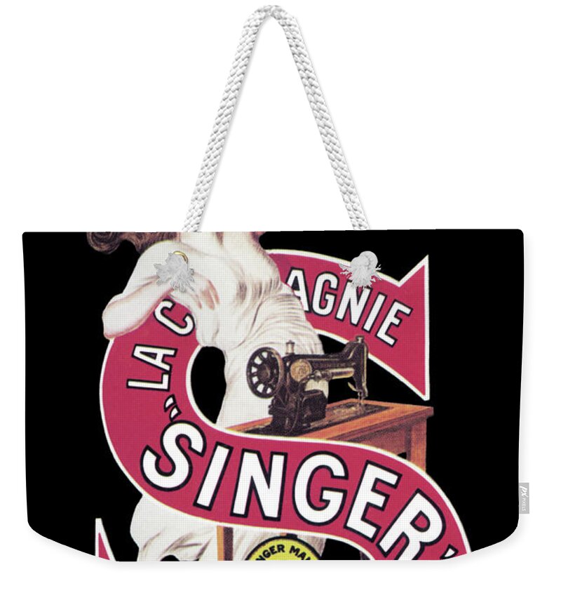 Sewing Weekender Tote Bag featuring the painting La Compagnie Singer Machines a Coudre by Leonetto Cappiello