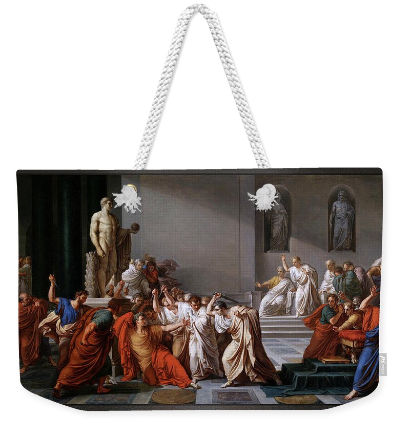 La Morte Di Cesare Weekender Tote Bag featuring the painting La morte di Cesare or The Assassination of Julius Caesar by Vincenzo Camuccini by Rolando Burbon