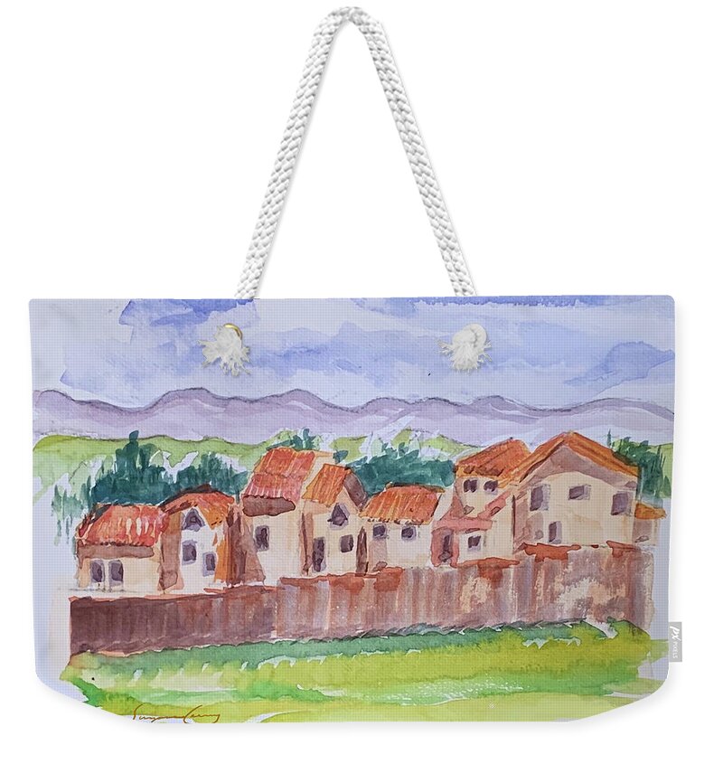 Row Houses Weekender Tote Bag featuring the painting Laguna del Sol Row Houses by Suzanne Giuriati Cerny