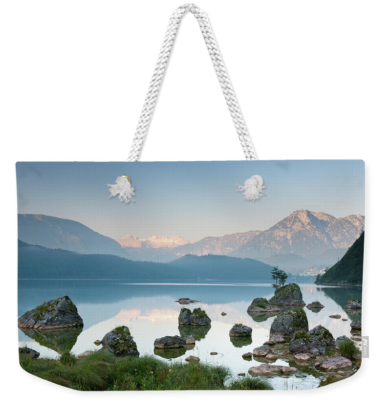 Scenics Weekender Tote Bag featuring the photograph Lake Altaussee With Glacier Dachstein by 4fr