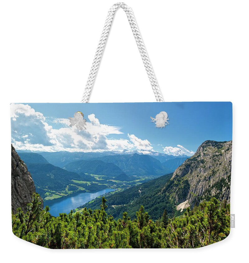 Scenics Weekender Tote Bag featuring the photograph Lake Grundlsee With Mt. Dachstein And by Guenterguni