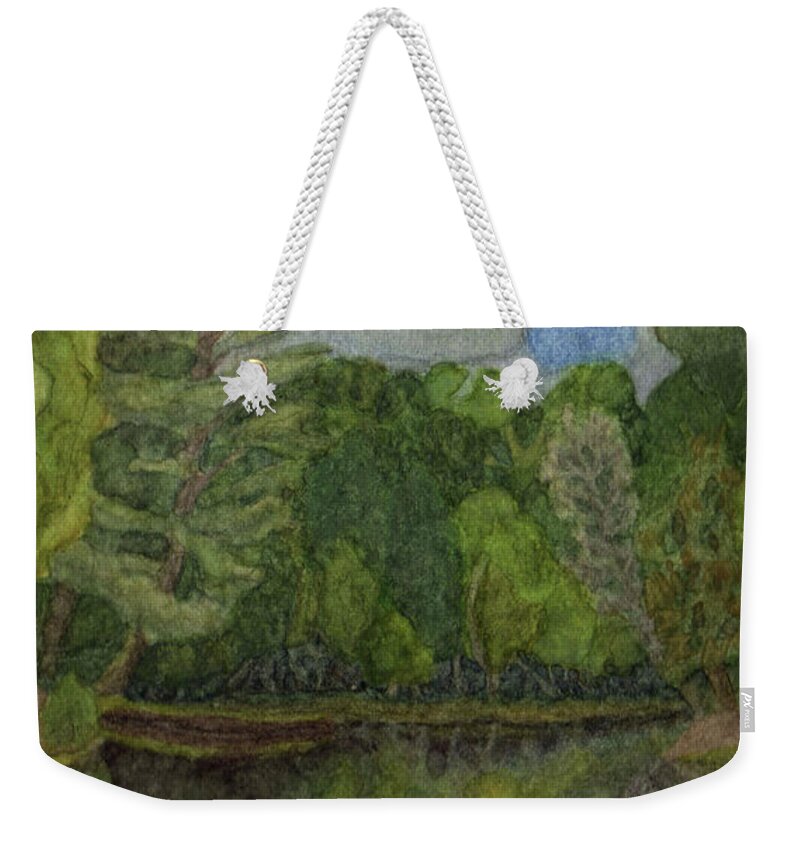 Upper Peninsula Weekender Tote Bag featuring the painting Lake Jane by Alice Ann Barnes