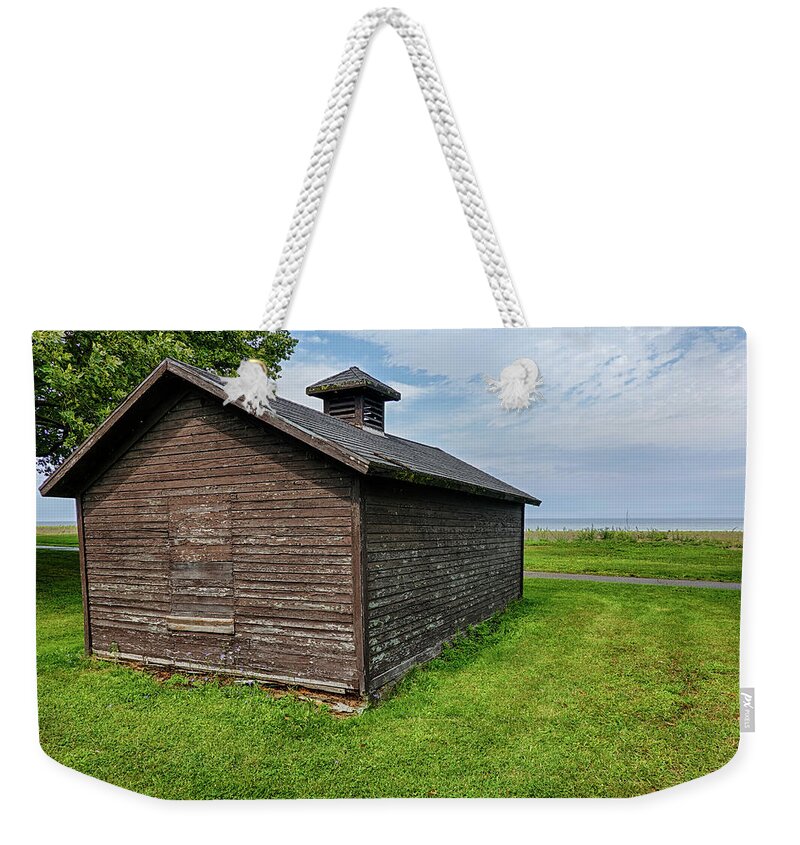 Hamlin Weekender Tote Bag featuring the photograph Lake Ontario Hamlin State Beach Dilapidated Building Hamlin NY by Toby McGuire
