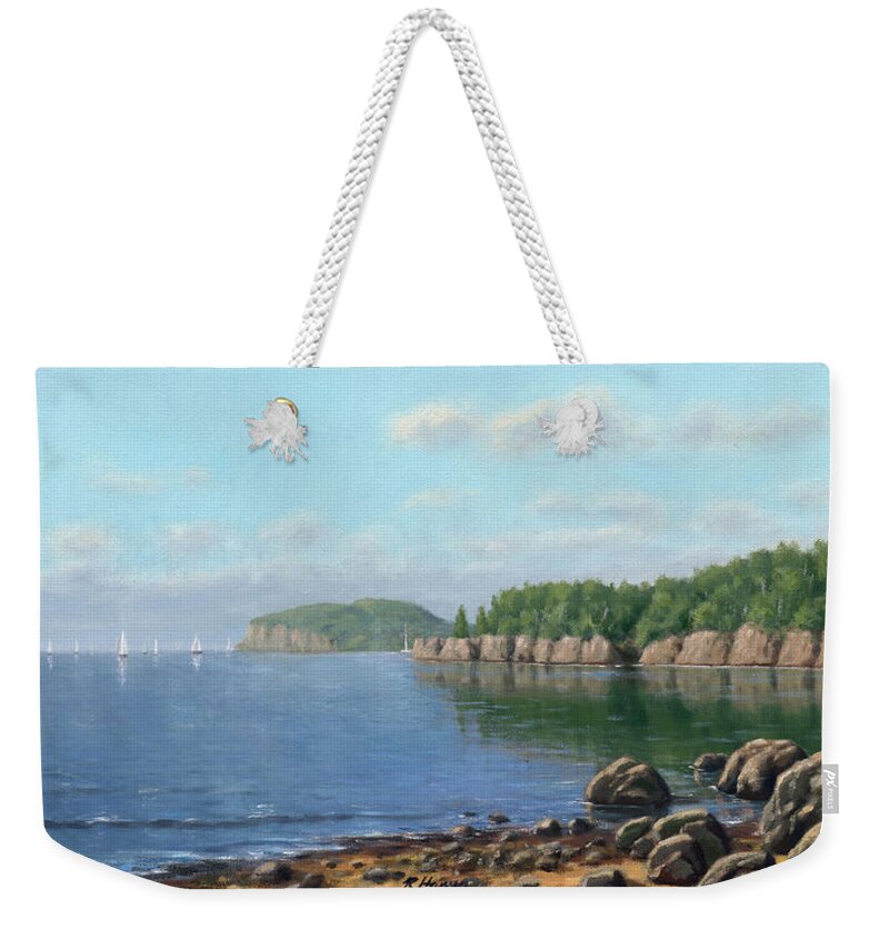 Landscape Weekender Tote Bag featuring the painting Lake Superior by Rick Hansen