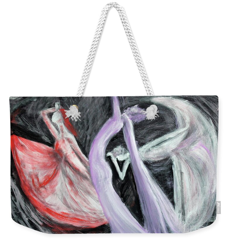 Abstract Weekender Tote Bag featuring the painting Lamentations by Lyric Lucas