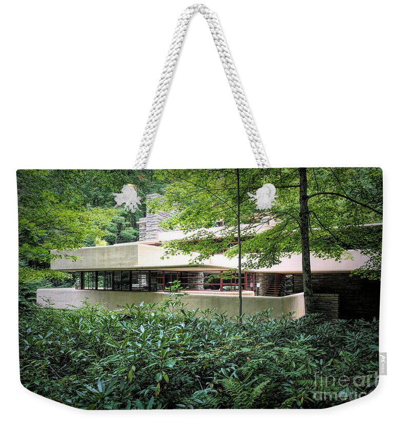 Frank Lloyd Wright Weekender Tote Bag featuring the photograph Landscape View Frank Lloyd Wright Home on Waterfall by Chuck Kuhn