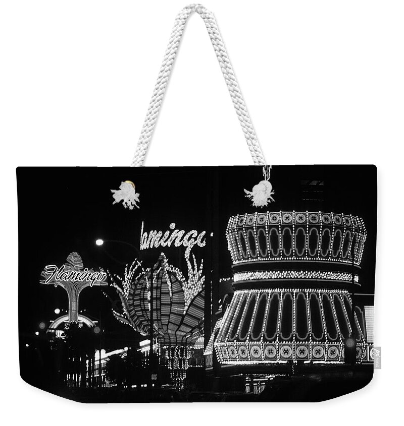 America Weekender Tote Bag featuring the photograph Las Vegas 1984 BW #2 by Frank Romeo