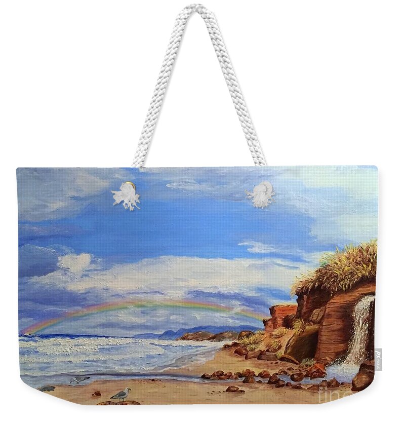 Lincoln City Weekender Tote Bag featuring the painting Laurens Lincoln City by Lisa Rose Musselwhite