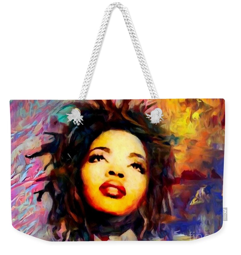 Lauryn Hill Weekender Tote Bag featuring the mixed media Lauryn Hill by Carl Gouveia