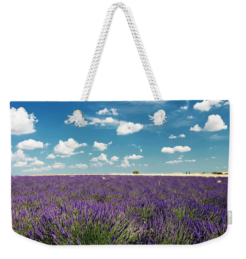 Purple Weekender Tote Bag featuring the photograph Lavender Field by Paul Biris