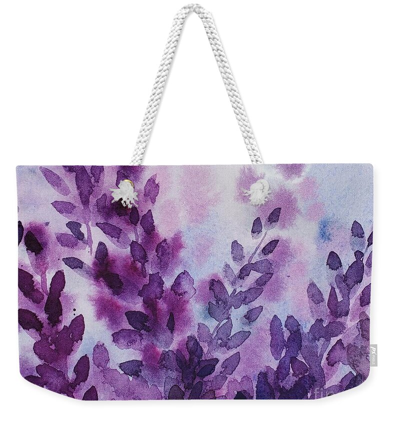 Lavender Weekender Tote Bag featuring the painting Lavender Fields Forever by Lisa Debaets