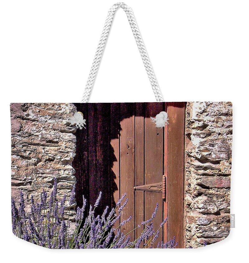 Lavender Weekender Tote Bag featuring the photograph Lavender Welcomes you to this Abode by Leslie Struxness