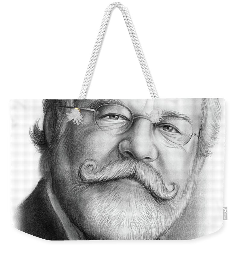 Ty Cobb Weekender Tote Bag featuring the drawing Lawyer Ty Cobb by Greg Joens