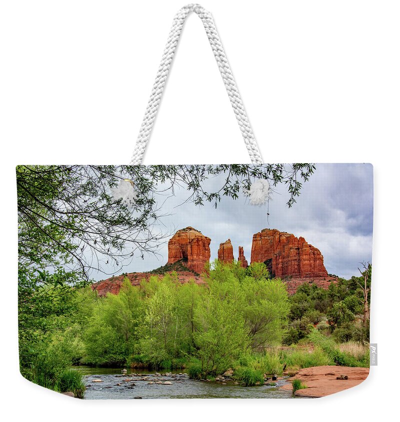  Weekender Tote Bag featuring the photograph Leafy Canopy at Red Rock Canyon by Marcy Wielfaert