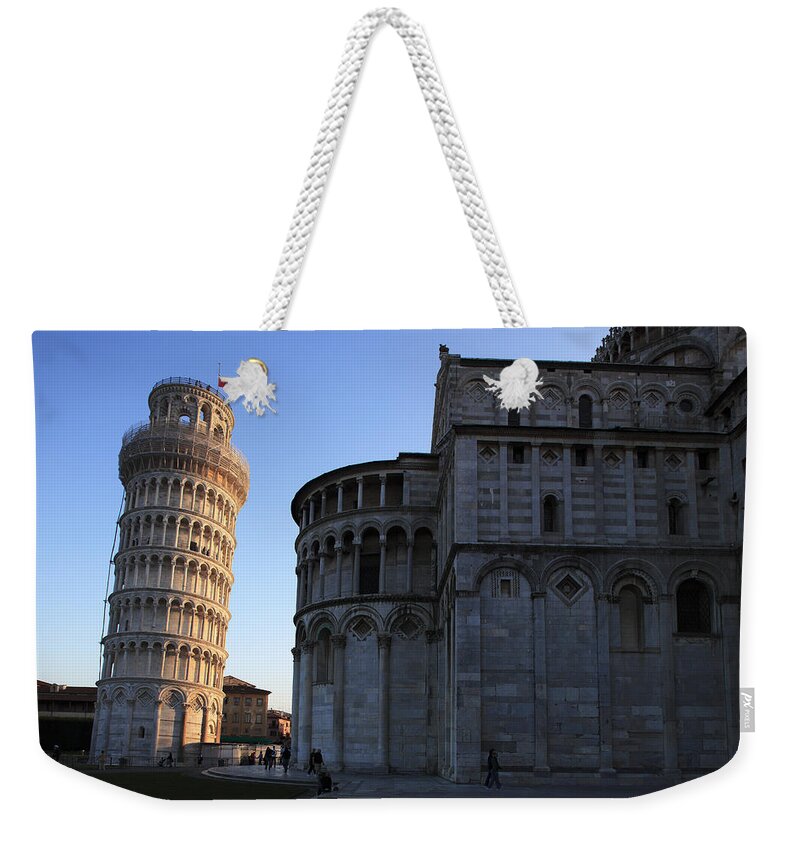 Arch Weekender Tote Bag featuring the photograph Leaning Tower Of Pisa With Cathedral by Bruce Yuanyue Bi