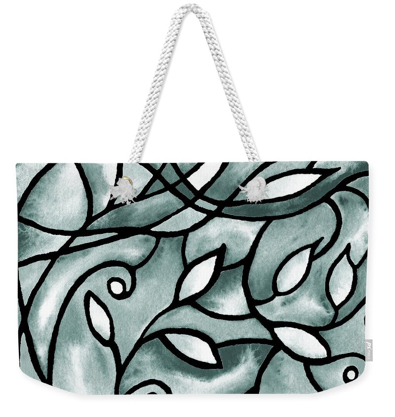 Nouveau Weekender Tote Bag featuring the painting Leaves And Curves Art Nouveau Style VII by Irina Sztukowski