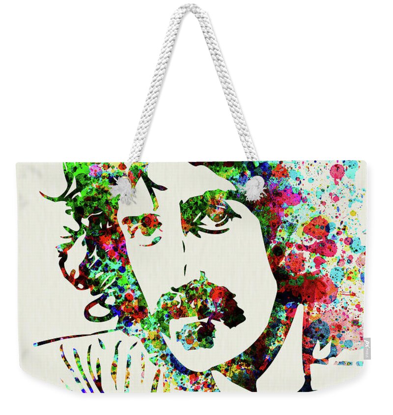 Frank Zappa Weekender Tote Bag featuring the mixed media Legendary Frank Zappa Watercolor by Naxart Studio