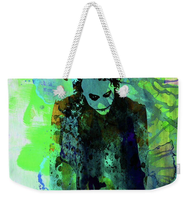 Joker Weekender Tote Bag featuring the mixed media Legendary Joker Watercolor by Naxart Studio