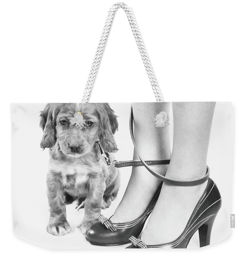 Confusion Weekender Tote Bag featuring the photograph Legs Of Woman In High Heel Shoes by H. Armstrong Roberts