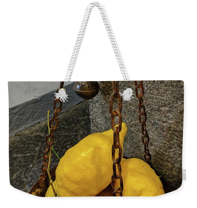 Amalfi Weekender Tote Bag featuring the photograph Lemons by Terri Brewster