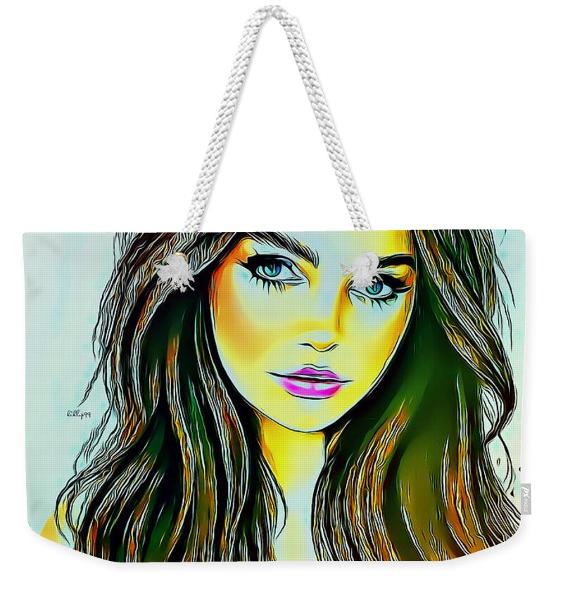 Draw Weekender Tote Bag featuring the digital art Lena pop art by Nenad Vasic