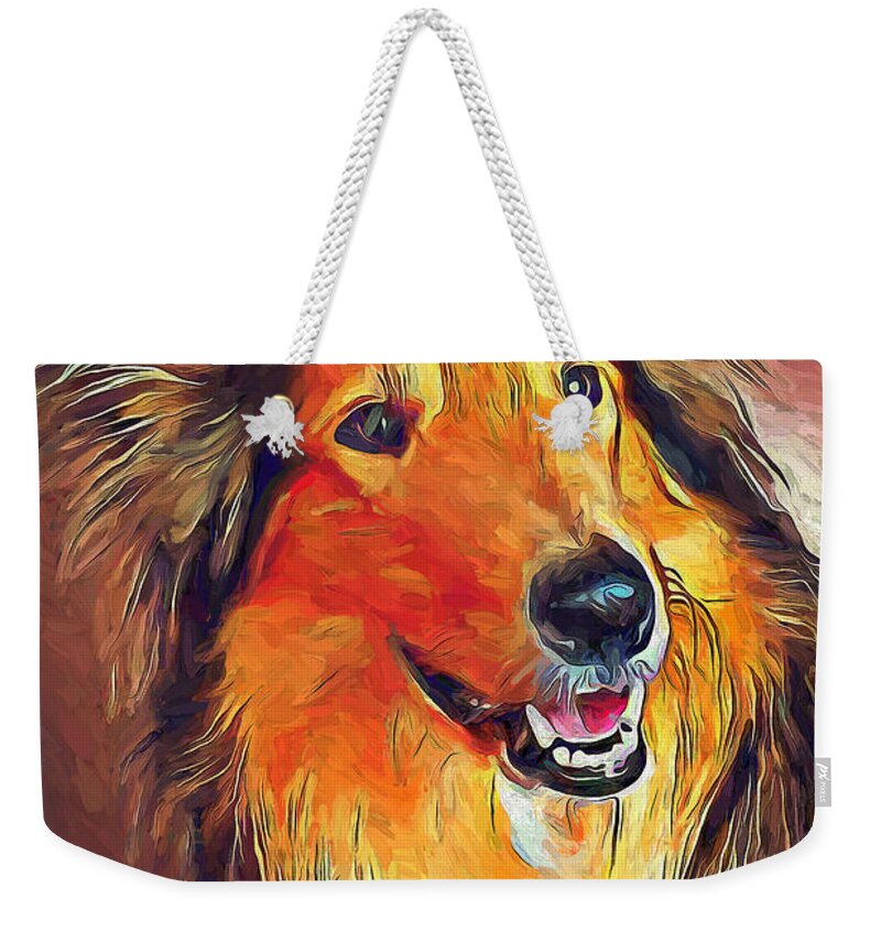 Paint Weekender Tote Bag featuring the painting Lesi portrait by Nenad Vasic
