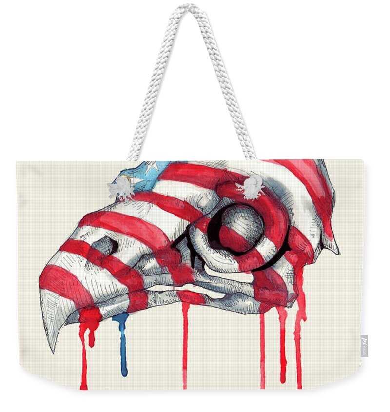 Eagle Weekender Tote Bag featuring the drawing Let Freedom Ring by Ludwig Van Bacon