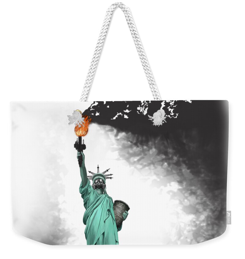 Usa Weekender Tote Bag featuring the painting Liberty Oil by Sassan Filsoof