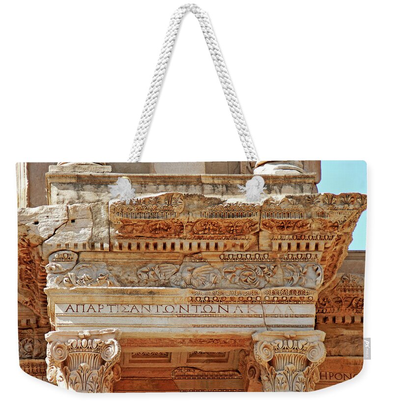 Ephesus Weekender Tote Bag featuring the photograph Library of Celsus at Ephesus Turkey by Richard Krebs