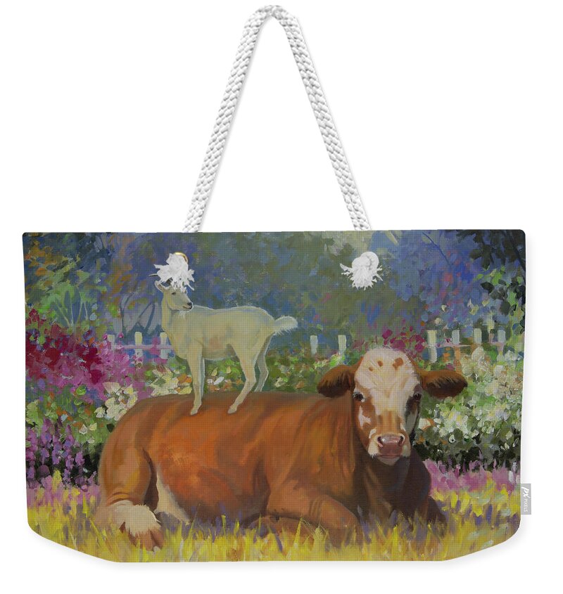 Farm Animals Weekender Tote Bag featuring the painting Life is Good by Carolyne Hawley