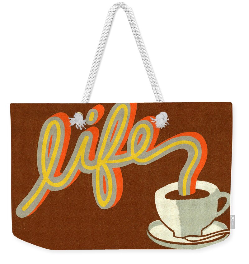 Beverage Weekender Tote Bag featuring the drawing Life Pouring Coffee by CSA Images