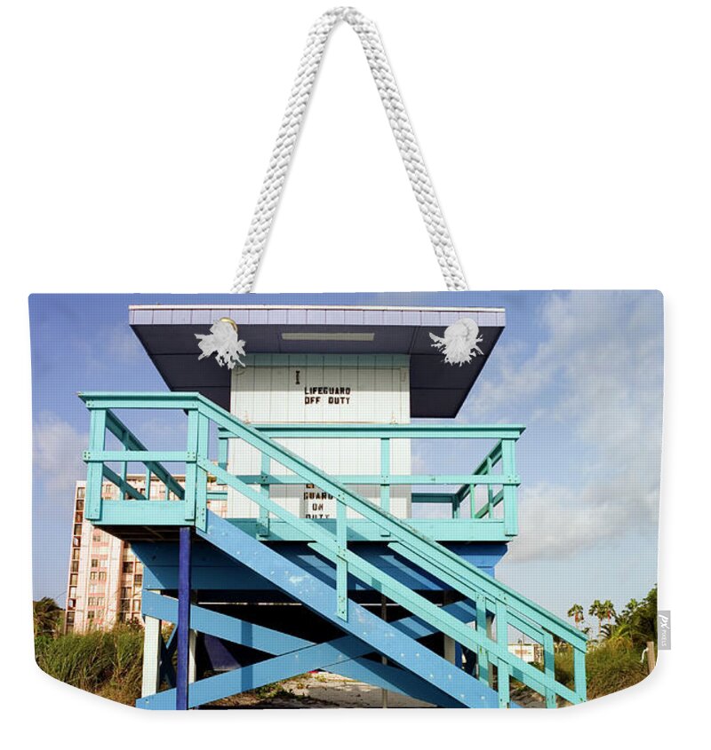 Water's Edge Weekender Tote Bag featuring the photograph Lifeguard Station, South Beach by Sisoje