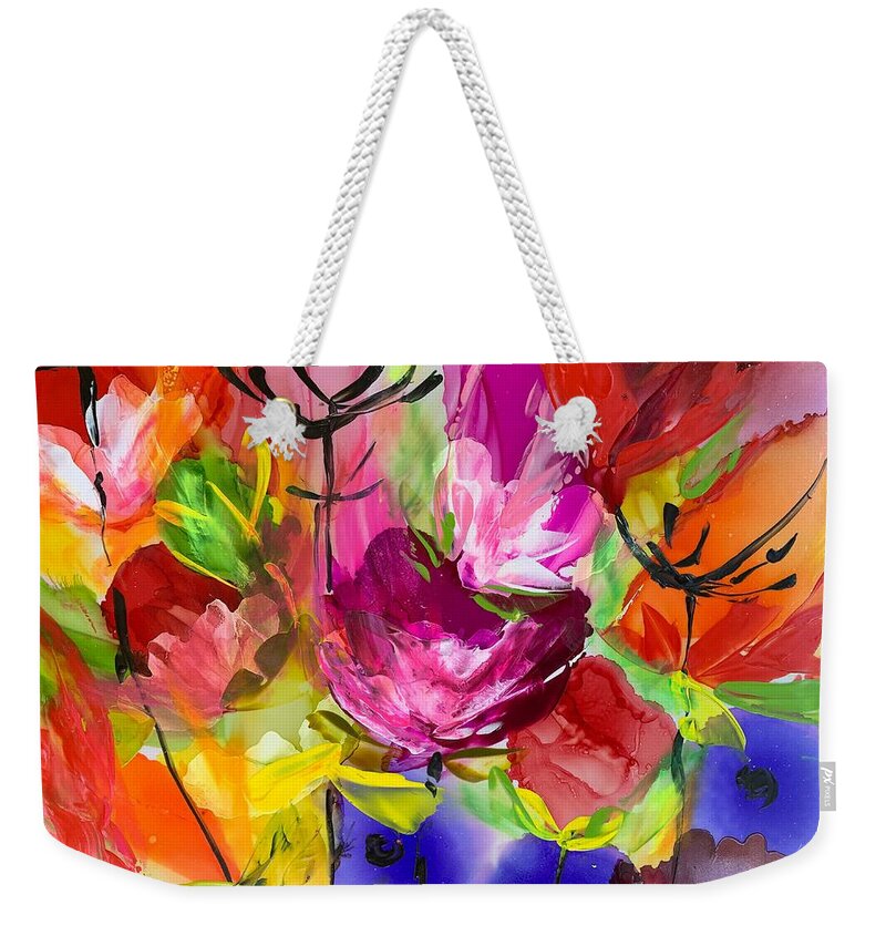 Abstract Weekender Tote Bag featuring the painting Lifes A Dance by Bonny Butler
