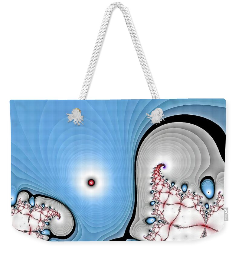 Fractal Weekender Tote Bag featuring the digital art Light Blue Eye of the Abyss 2 by Don Northup