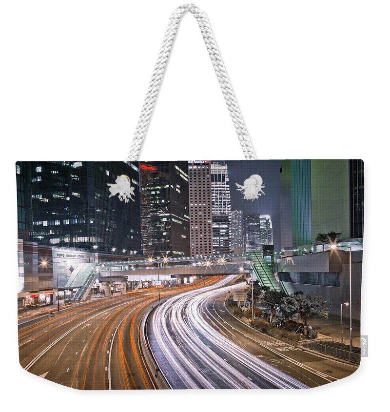 Chinese Culture Weekender Tote Bag featuring the photograph Light Trails On Road by Andi Andreas