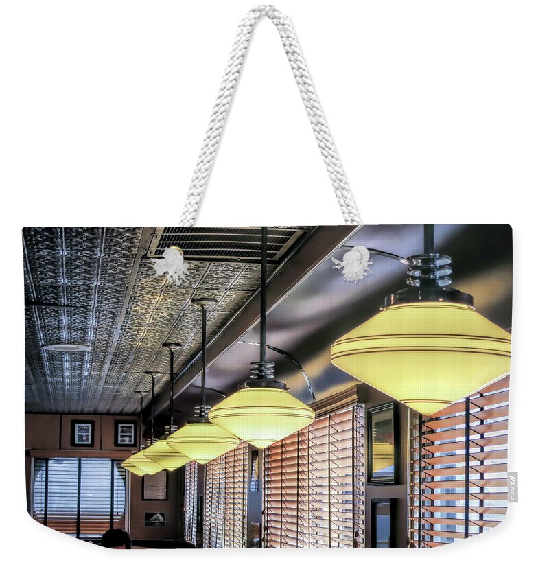 Light Up The Diner Weekender Tote Bag featuring the photograph Light Up the Diner by Phyllis Taylor