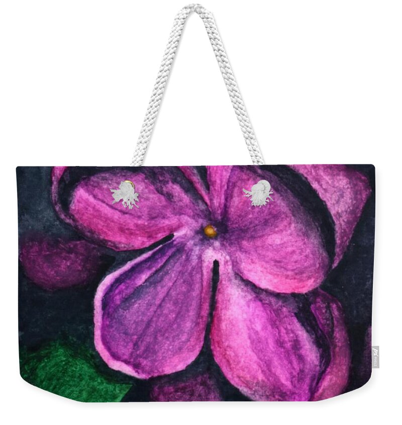 Nature Weekender Tote Bag featuring the painting Lilac Blossom I by Robert Morin
