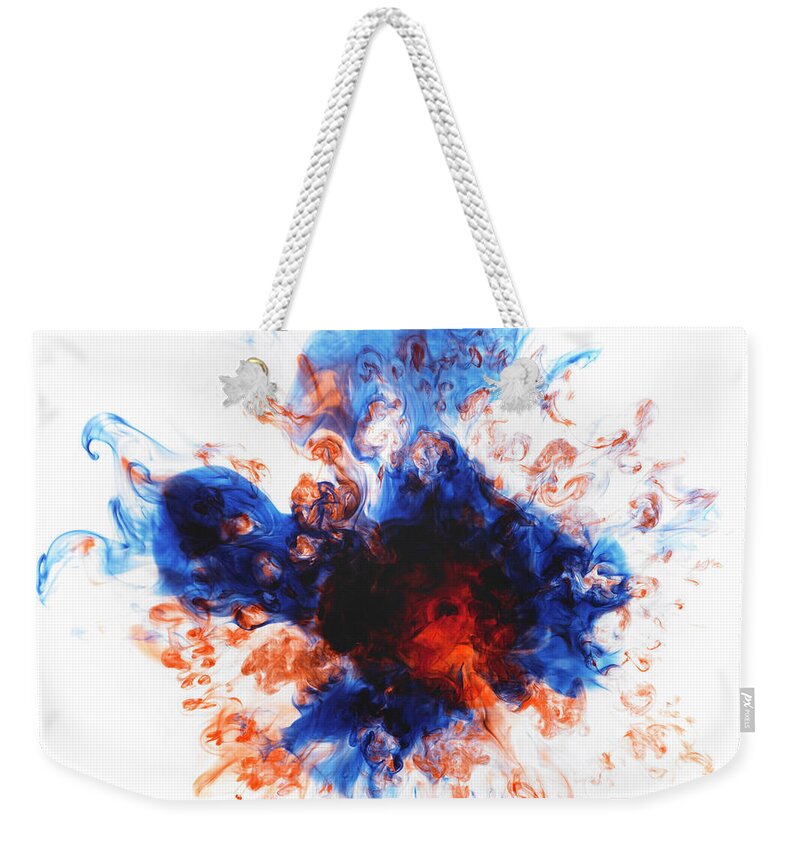 White Background Weekender Tote Bag featuring the photograph Liquid Color In Water by Sunny