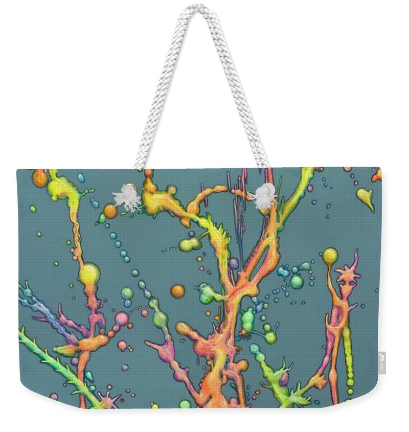 Liquid Weekender Tote Bag featuring the painting Liquid Rainbow by James W Johnson
