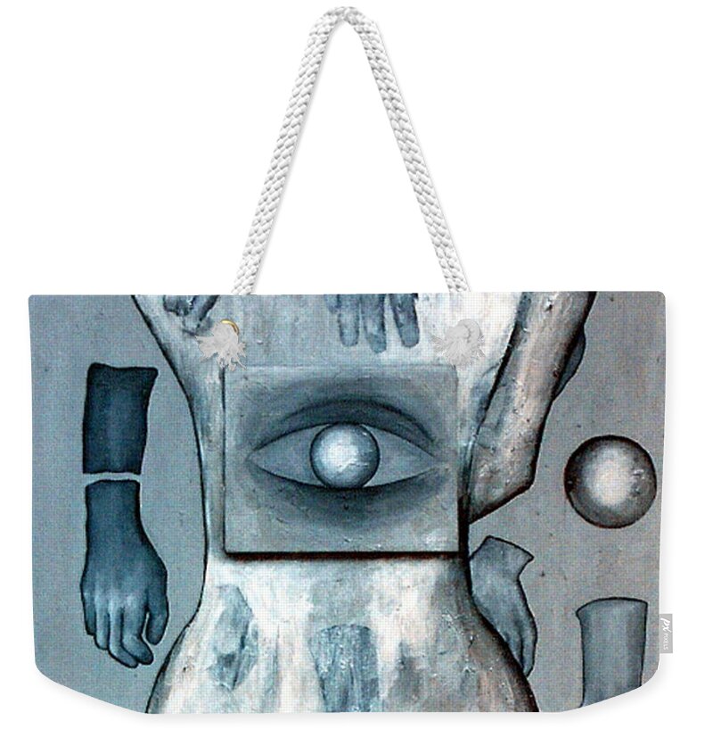 Google Images Weekender Tote Bag featuring the painting Listen Via Your Eyes by Fei A