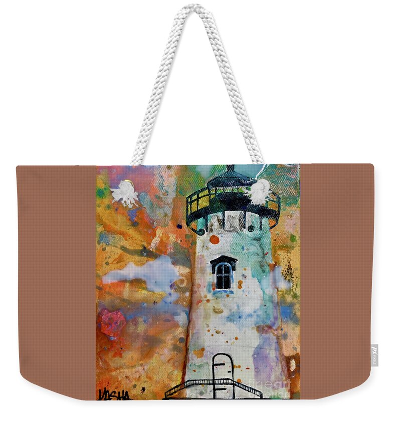 Lighthouse Weekender Tote Bag featuring the painting Lite_Haus by Kasha Ritter