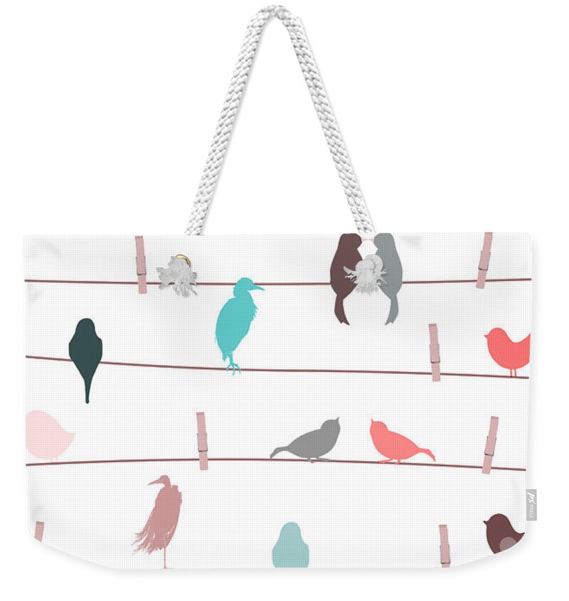Birds Weekender Tote Bag featuring the digital art Little Birds 4 by Mark Ashkenazi